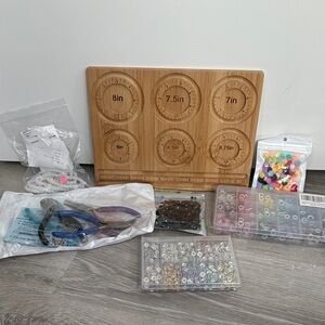 Wooden Bead Sizing Board with Assorted Beads